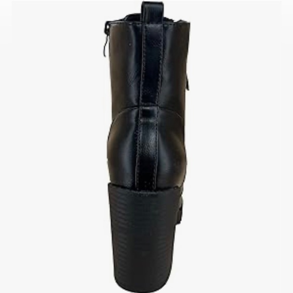 Women's Chunky Heel Booties Lace Up Round Toe Platform Ankle Boots Size 8 - Picture 5 of 14